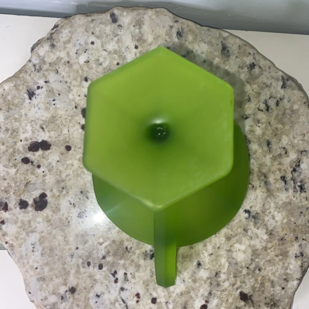 Vintage Westmoreland Avocado Green Satin Glass Pedestal Compote Candy Dish
